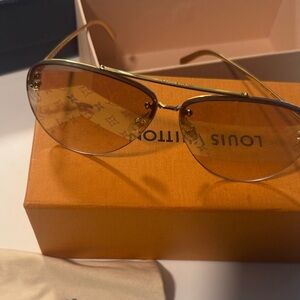 Louis Vuitton Gold Frame Sunglasses with Amber Lenses